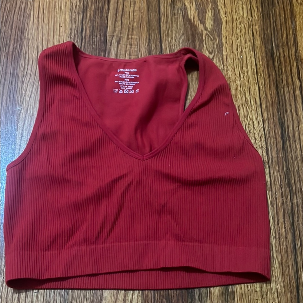 Ardene Red Ribbed Crop Top